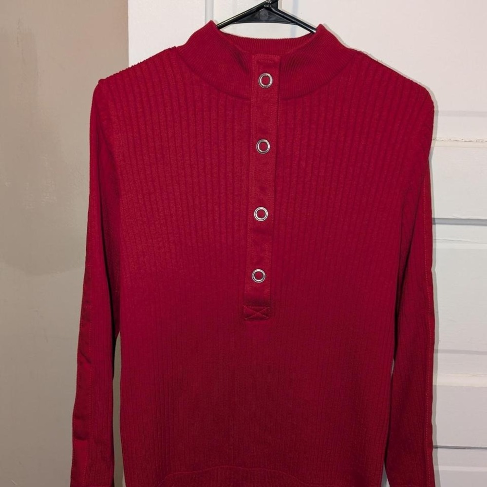 Lauren by Ralph Lauren preppy button-down sweater size large red